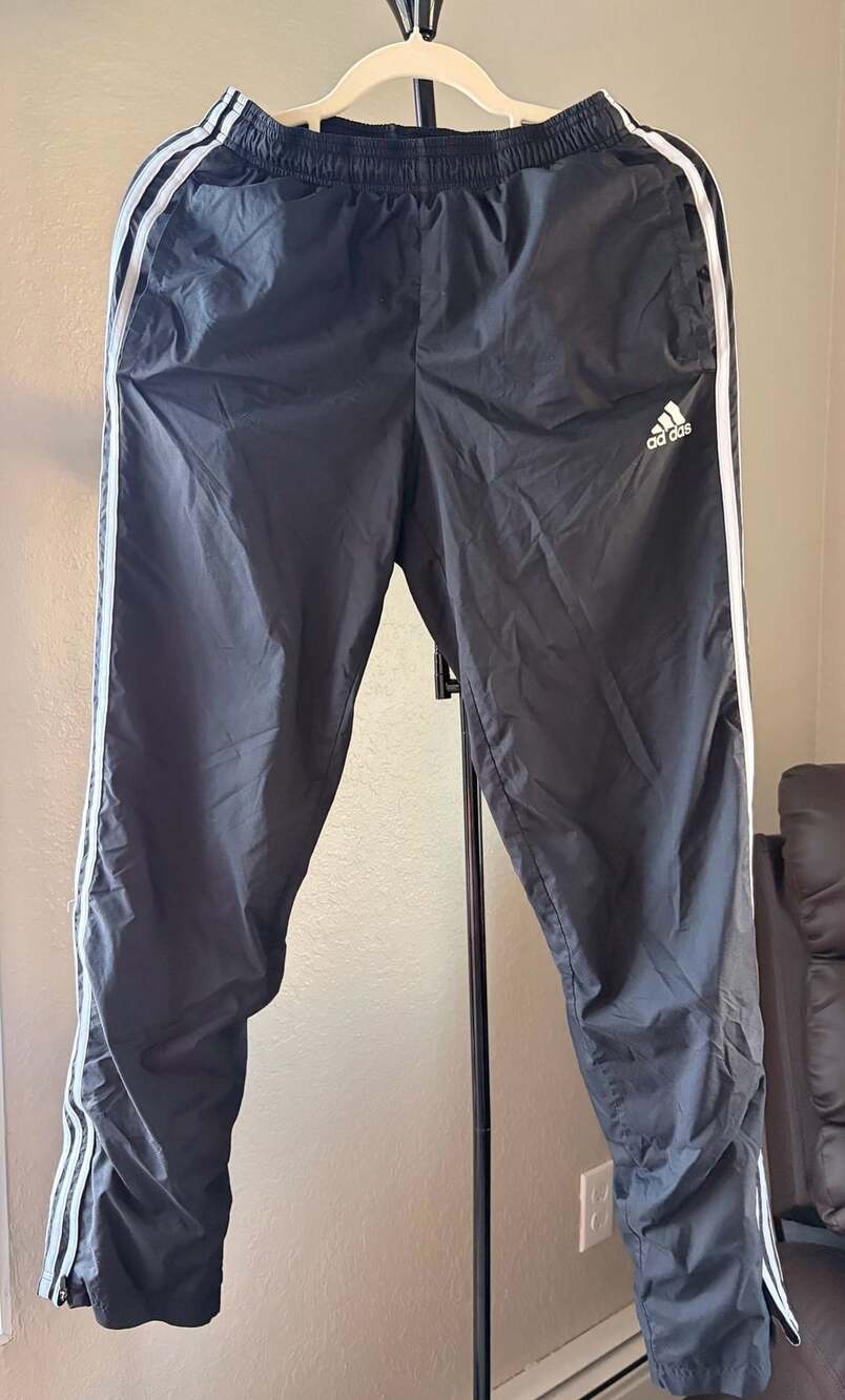 Adidas Track Pants Size S Black Nylon 3 Stripes